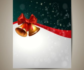 Christmas Greeting Card With Golden Christmas Bells