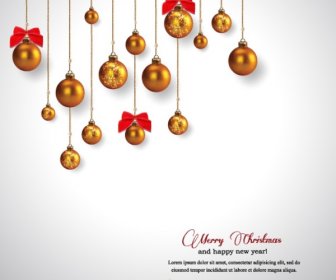 Christmas Greeting Card With Shiny Christmas Balls