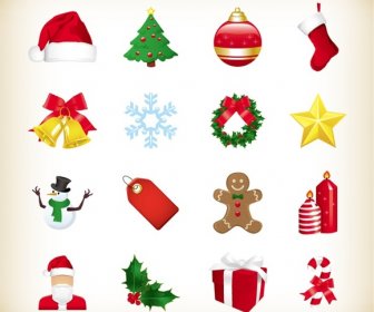 Christmas Icons Set Vector Graphics
