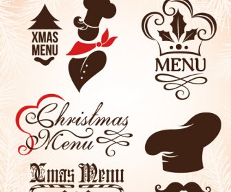 элементы дизайна меню Рождество Векторный набор