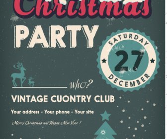 Christmas Party Banner Design With Dark Background