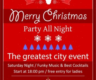 Christmas Party Leaflet On Red Background