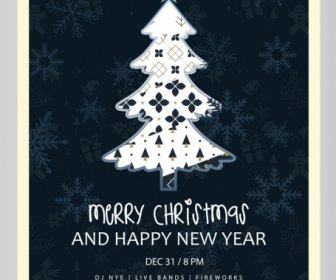 Christmas Poster Fir Tree Icon Dark Design