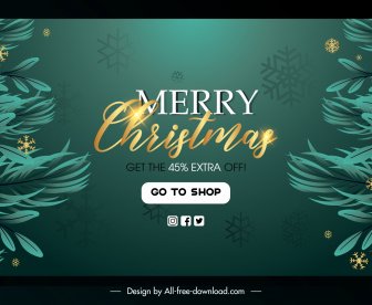 Christmas Sale Banner Template Sparkling Fir Tree Decor