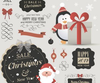 Christmas Sale Labels Elements Vector