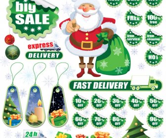 Christmas Sale Tags And Stickers Design Vector