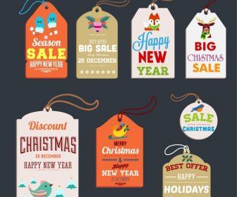 Christmas Sales Tags Collection Various Shaped Symbol Elements