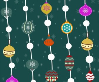Christmas Seamless Pattern Hanging Decoration Baubles Style