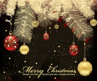 Christmas Shiny Baubles Design Vector Background