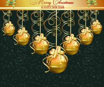 Christmas Shiny Baubles Design Vector Background