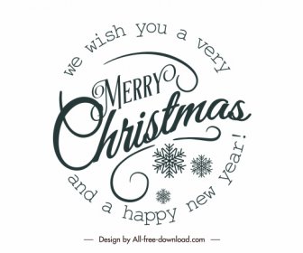Christmas Sign Template Calligraphic Snowflakes Decor Circle Layout