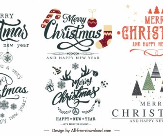 Weihnachtszeichenvorlagen Elegante Klassische Kalligraphie-Symbole Elemente