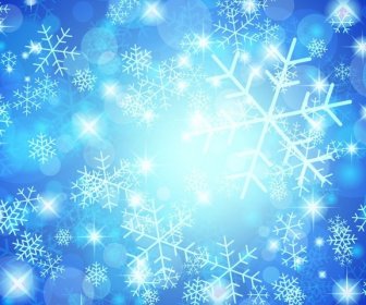 Christmas Snowflakes Blue Background Vector Graphic