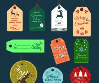 Christmas Tags Collection Design With X Mas Symbols
