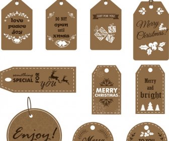 Christmas Tags Design With Symbols And Dark Background
