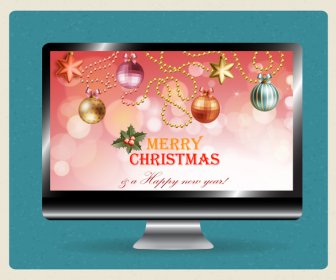 Christmas Template Design On Computer Screen