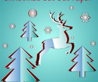 Christmas Template Design With Cut Out Paper Style