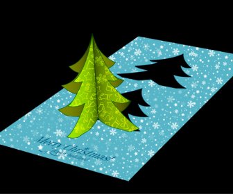 Natal Template Desain Dengan Kartu Pohon Cemara 3d