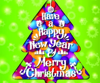 Christmas Tree And Green Background Vector