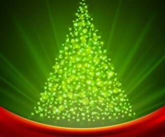 Christmas Tree From Light Vector Background