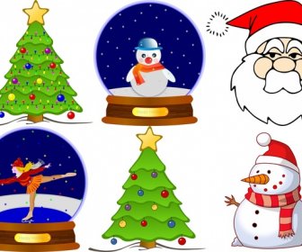 Christmas Tree Snowman Globe Santa