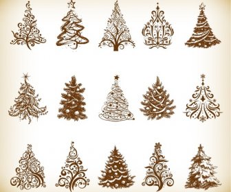 Pohon Natal Vektor Grafis Set