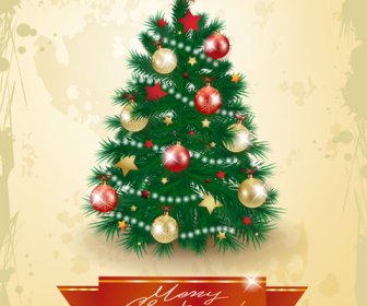 Christmas Tree With Grunge Background Vector