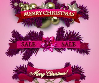 Christmas With New Year Festival Banner Vector