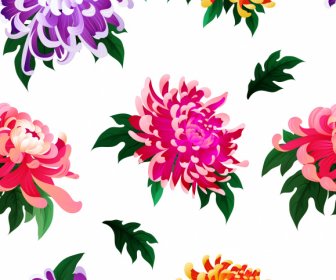 Chrysanthemum Petals Background Colorful Repeating Decor