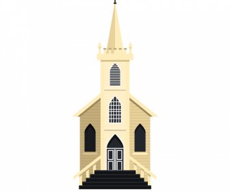 Church Architecture Sign Icon Symmetrical Western Style Design