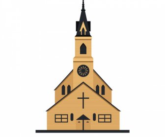 ไอคอนป้ายโบสถ์สมมาตรร่างสถาปัตยกรรมยุโรป