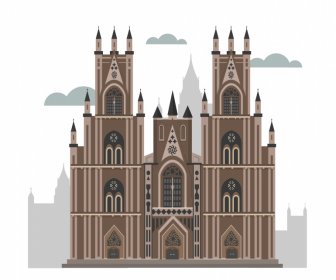 Iglesia York Minster Icono Plantilla Elegante Retro Simétrico Boceto Plano