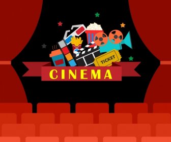 Cinema Background Theater Stage Icon Decoration Colorful Design
