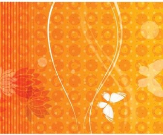 圓形和線條圖案花卉藝術橙色背景