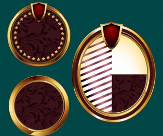 圓形徽章收集閃亮的古典棕色設計