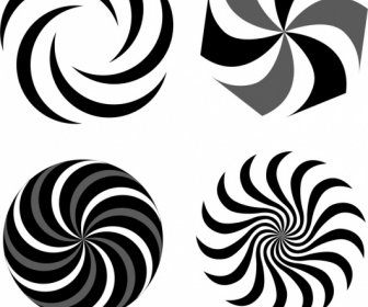 Cercle Tordu Modèles Noir Blanc Plat Esquisse