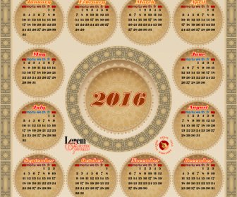 円形 Calendar16 ビンテージ ベクトル