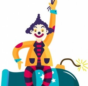 馬戲團背景小丑氣球大炮圖示五顏六色的裝飾