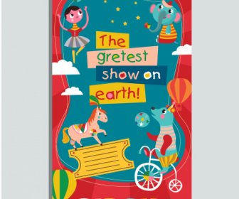 Circus Leaflet Template Colorful Eventful Decor Performers Sketch