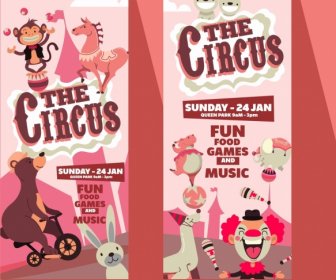 Zirkus Broschüre Vorlagen Lustige Tiere Symbole Dekor