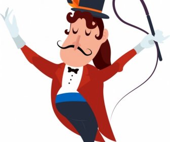 Цирк исполнитель значок дрессировщик эскиз мультипликационный персонаж