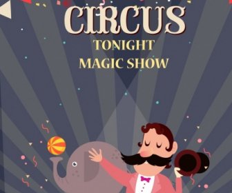 Pertunjukan Sirkus Iklan Sibuk Desain Berwarna Kartun