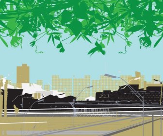 City And Nature Vector