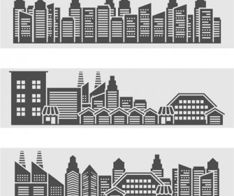 города зданий баннеры векторной графики