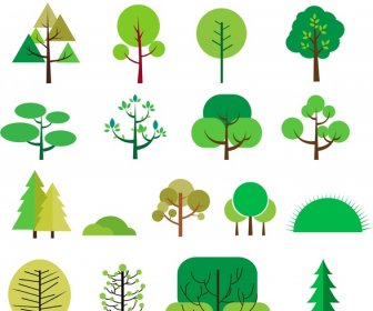 Ilustrasi Elemen Desain Kota Dengan Berbagai Pohon