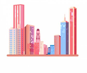  Elementos De Diseño Del Paisaje De La Ciudad Diseño 3D Moderno Rascacielos Boceto