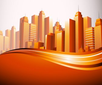 City Skyscrapers Design Vector Background Set