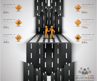 City Street Traffic Infographic Elements Vector