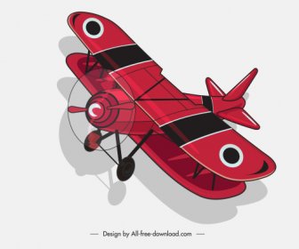 Classico Aeroplano Icona Rosso 3d Schizzo