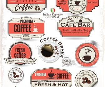 Klassische Kaffee-Haus-Aufkleber Mit Etiketten Vektor